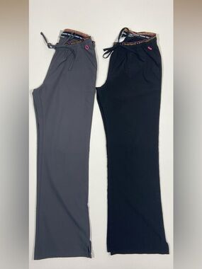 HeartSoul Drawstring Scrub Pants Duo - Gray & Black